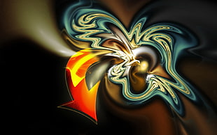 orange, teal, and brown graphic wallpaper